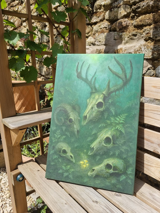 Luminescence within the Bleak - Animal Skull Painting Prints